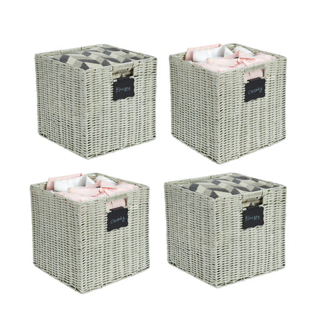 Wicker Baskets Storage Organization - Cube Storage Baskets for Shelves Toys Books Clothes Decorative Wicker Basket w/Handles