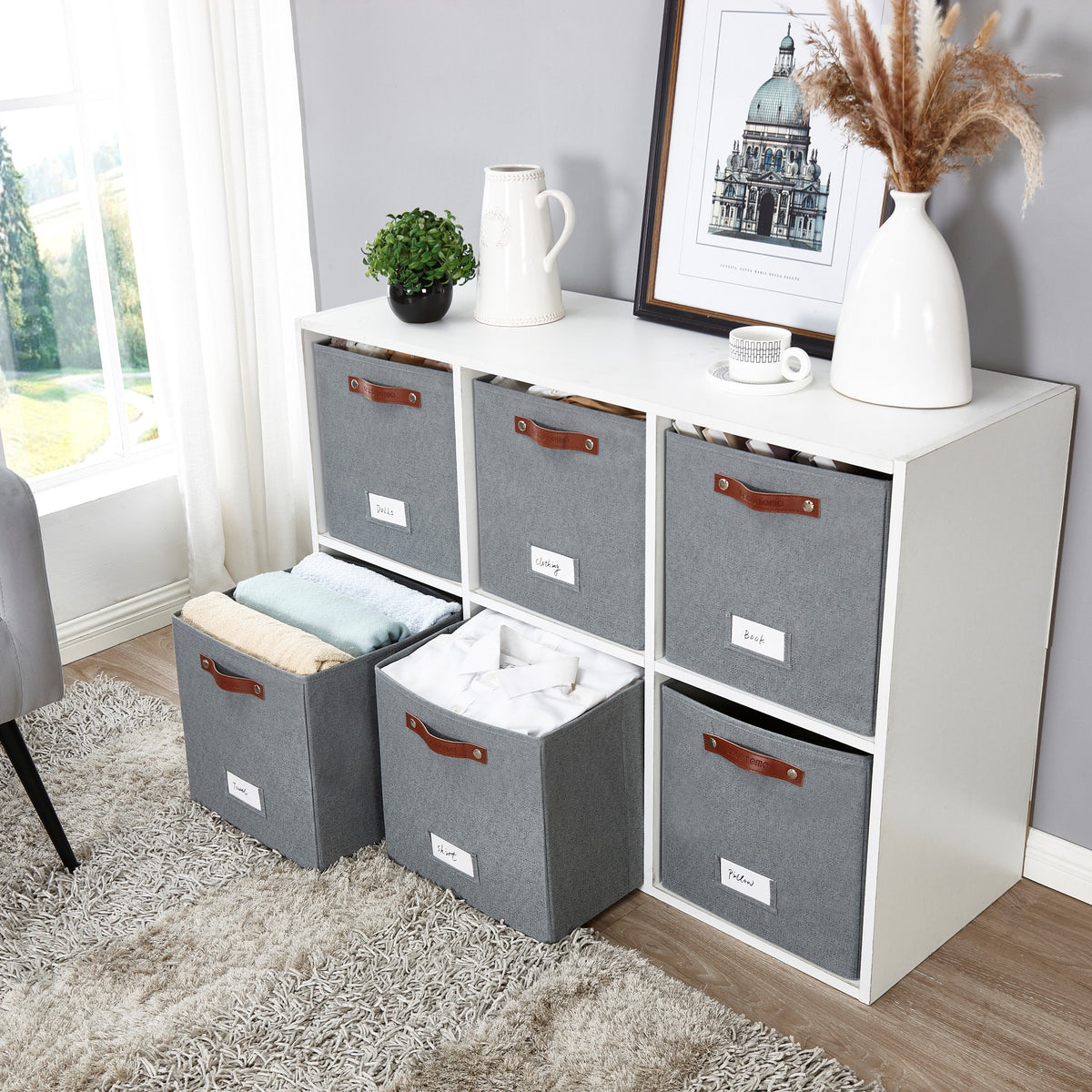 13x15 Kallax Storage Baskets Textured Fabric Storage Bin