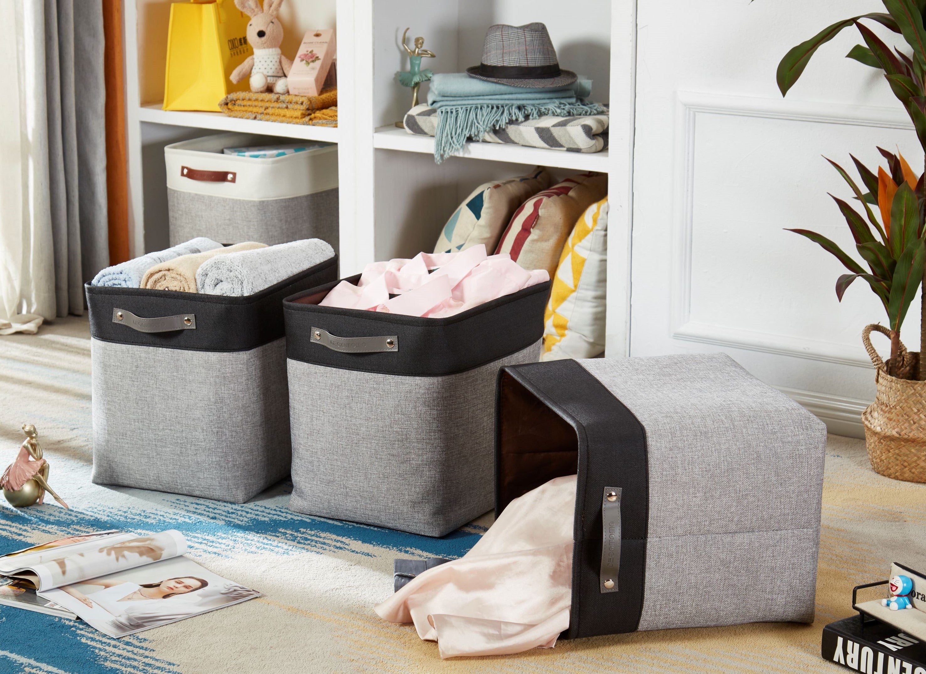 Jumbo Foldable Fabric Storage Bin W/Handles | DECOMOMO