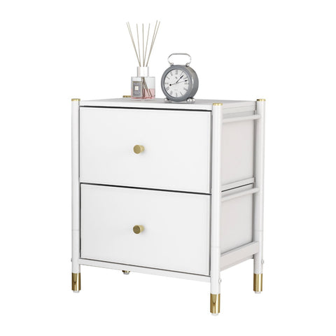 Nightstand With Drawers | 2-Tier | End Table Storage with Baskets
