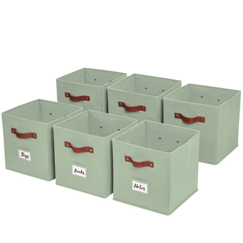 13x13 Inch Linen Storage Bins 4-Pack - Collapsible Fabric Cube Organizers With Handles