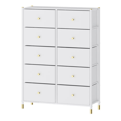 Tall Dresser Storage with Baskets | 5-Tiers 10 Drawers | Chest of Drawers