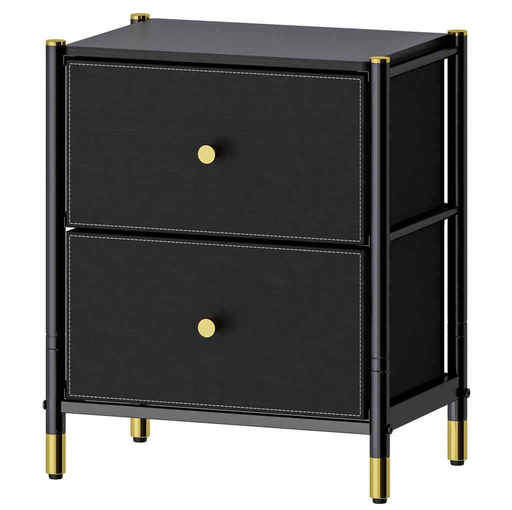 Nightstand With Drawers, 2-Tier Bed Side Table for Bedroom, End Table with Storage Baskets for Living Room, Entryway, Office, and Nursery