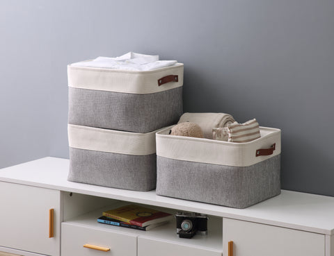 Fabric Storage Bins Collapsible Storage Baskets with Handles - Spacious Closet Organizers