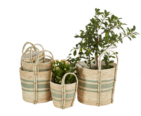 Wicker Storage Basket For Plants with Handle (5-Pack) Indoor Plant Pots