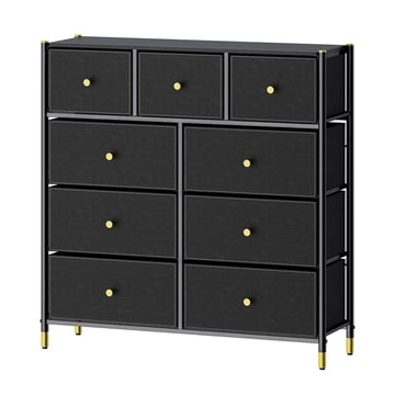 Tall Dresser Storage with Baskets | 4 Tier - 9 Drawers | Chest of Drawers