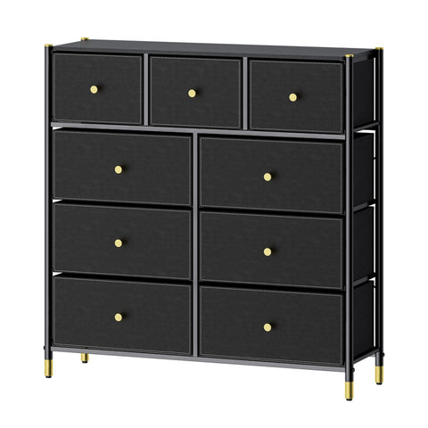 Tall Dresser Storage with Baskets | 4 Tier - 9 Drawers | Chest of Drawers