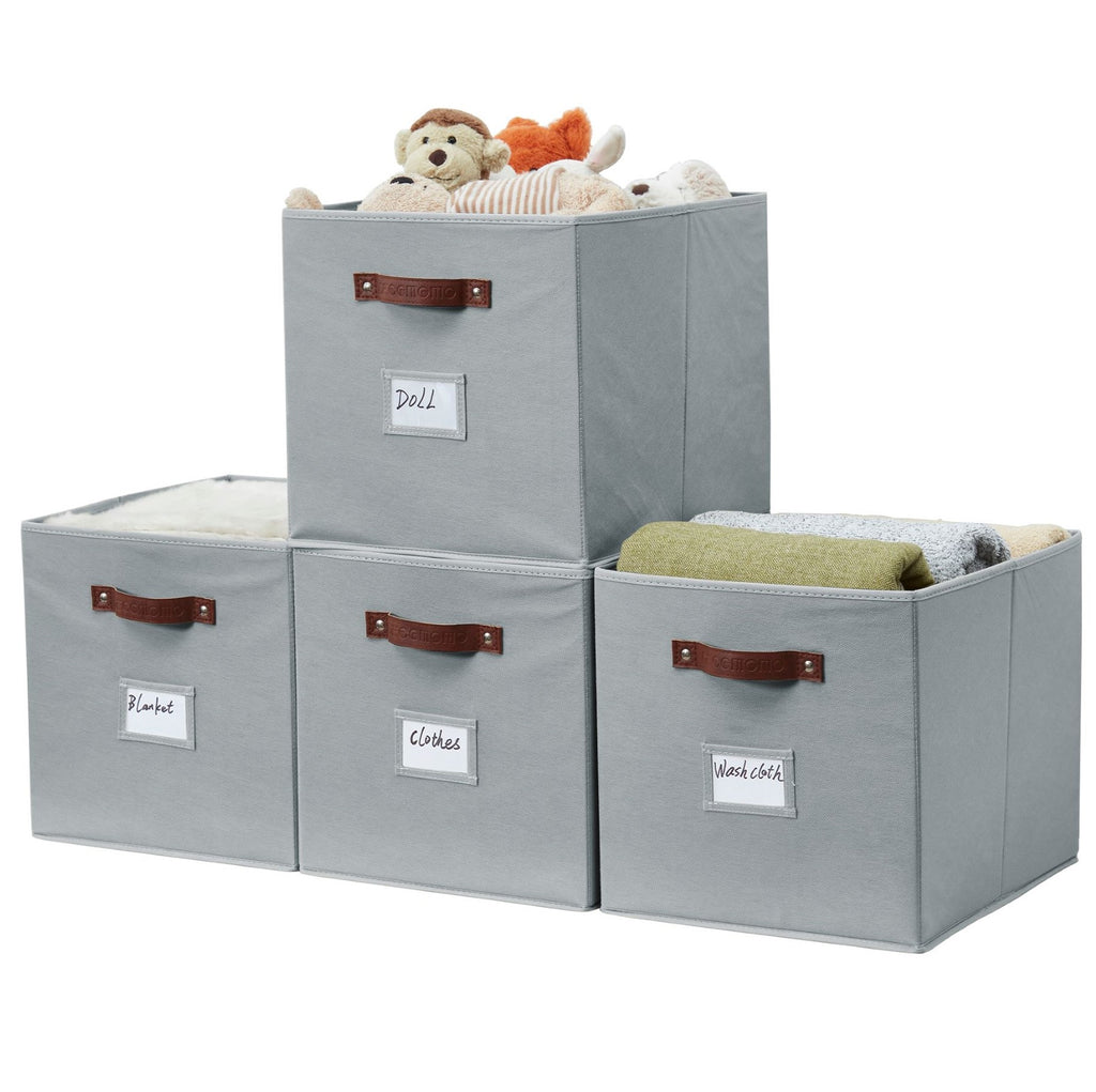 DECOMOMO Cube Organizer Bins 12x12 Storage Cube Bins, Cube Bins Set of 4  White Baskets for Organizing, Storage Boxes Decorative for Organizing Shelf