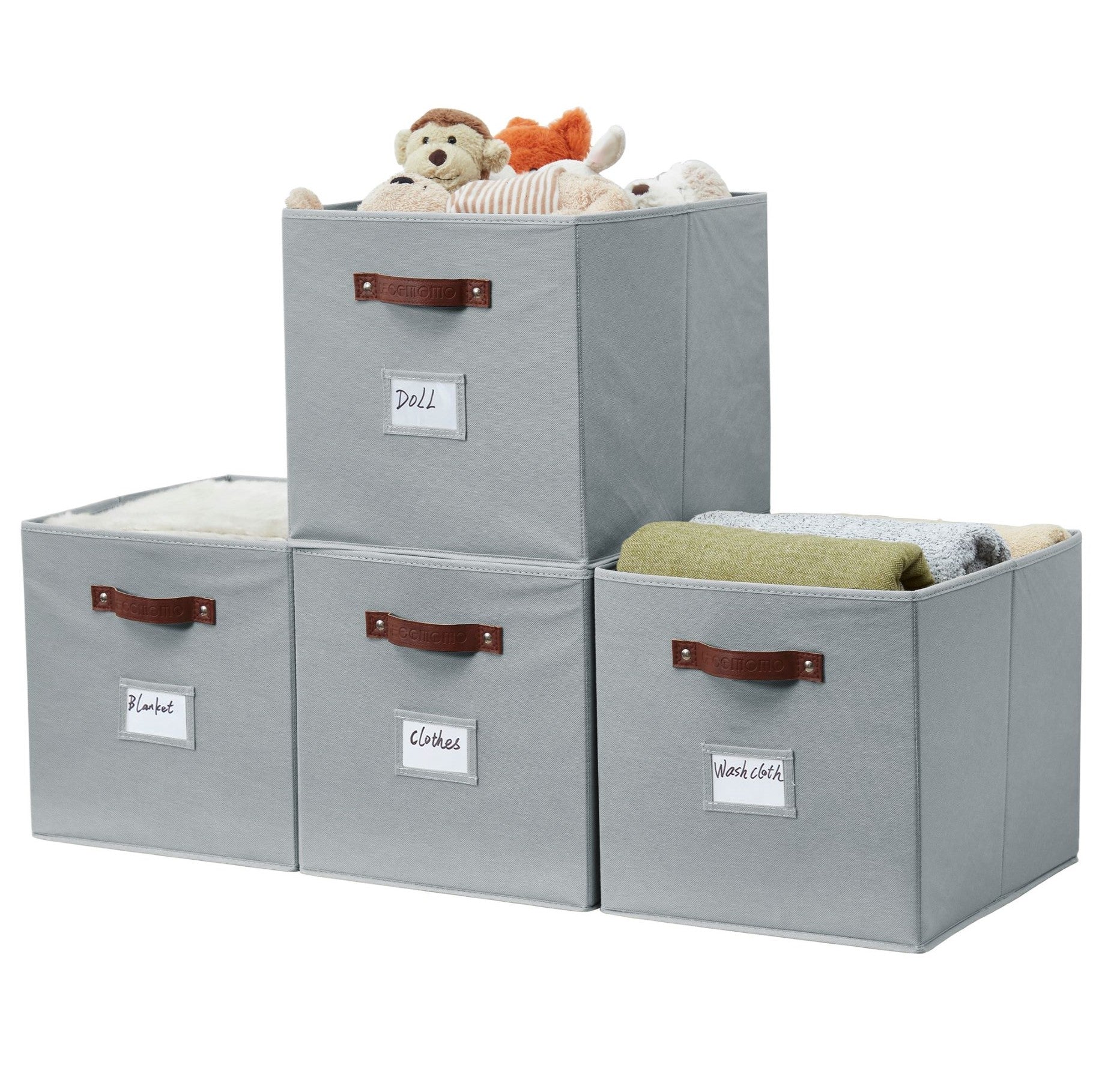DECOMOMO Cube Storage Organizer Bins 11 inch Cube Storage Bin 4 Pack Cubby  Storage Bins Storage Baskets for Organizing Shelf Closet Nursery Toys Cloth