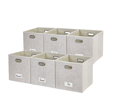 11"/13" Collapsible Cube Storage Bin with Label Holder | Felt Storage Bins
