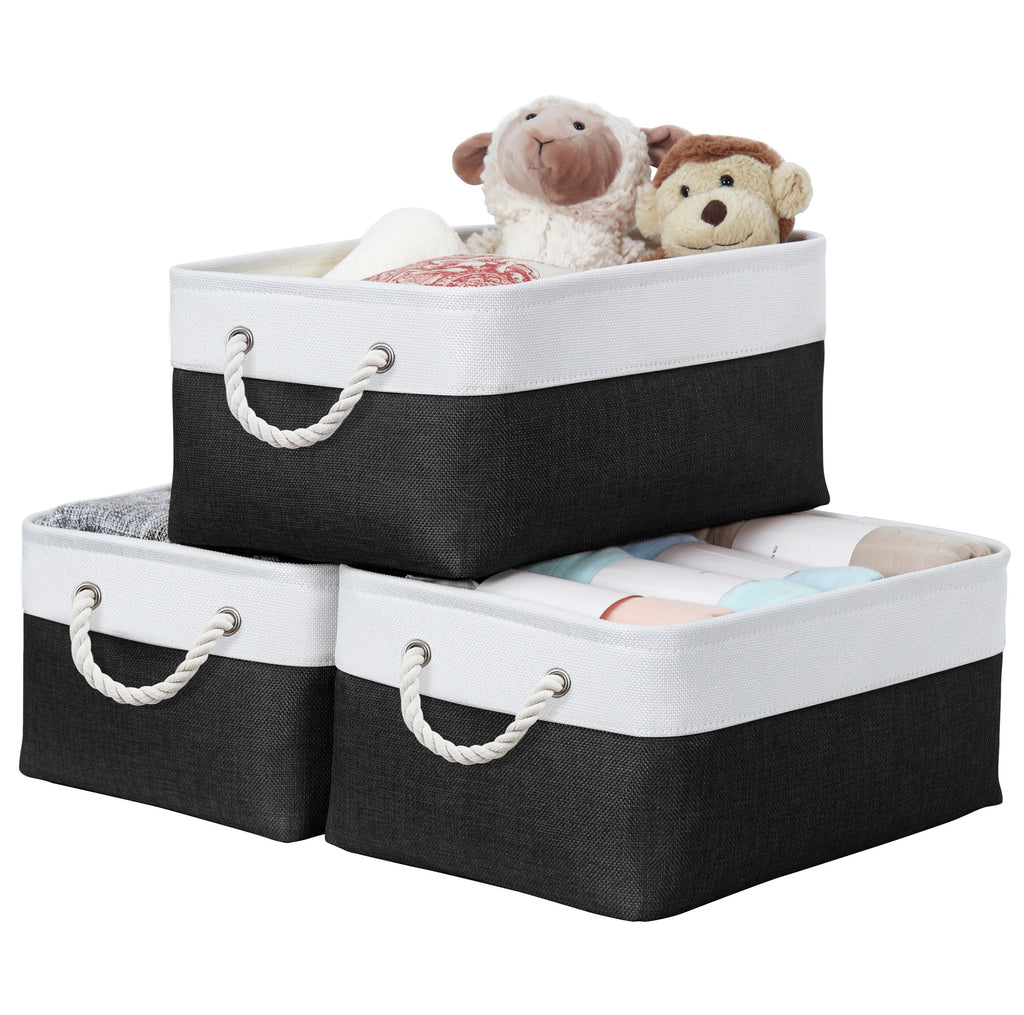 Medium Collapsible Storage Bin w/ Rope Handles | Storage Baskets for Kids Toy Storage