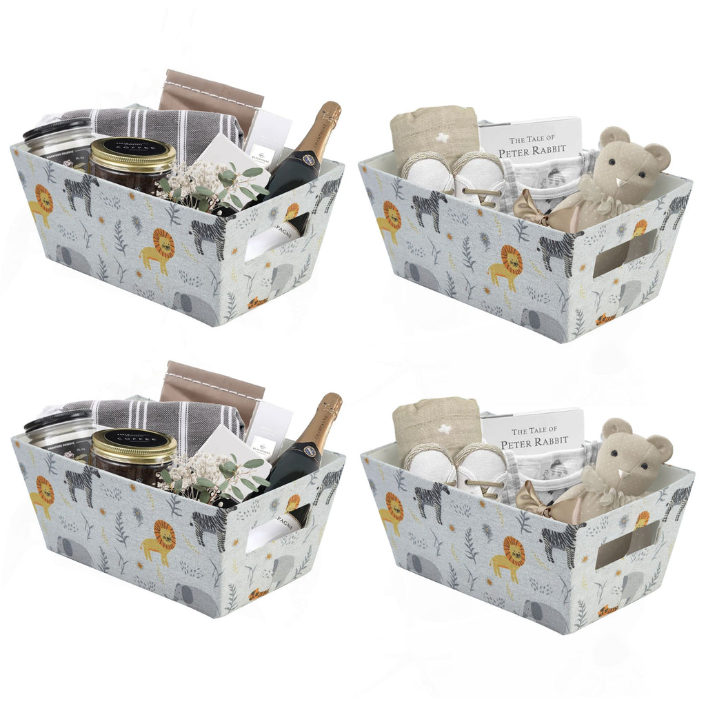 Nestable Storage Bin w/ Cut-out Handles | Patterned Small Storage Baskets