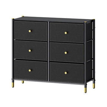 Tall Dresser Storage with Baskets | 3-Tier 6 Drawers | Chest of Drawers