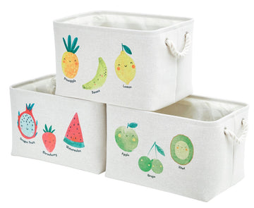 Fruit Print Storage Baskets | Fabric Storage Bins for Nursery Organization