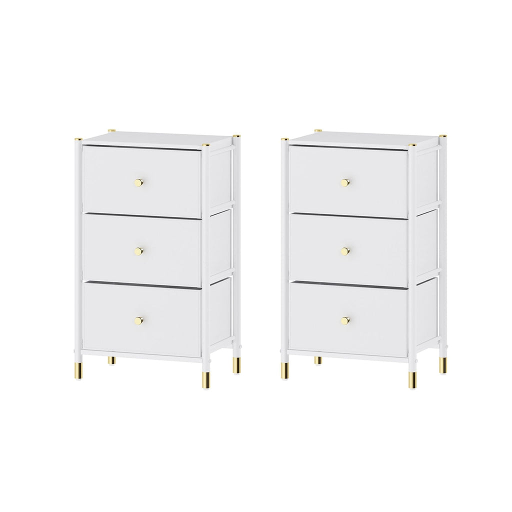 Nightstand With Drawers | 3-Tier Bed Side Table | End Table Storage with Baskets