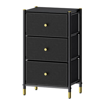 Nightstand With Drawers | 3-Tier Bed Side Table | End Table Storage with Baskets