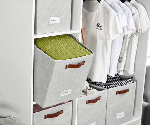 13x15 Kallax Storage Baskets | Textured Fabric Storage Bin for Toys | Closet Organizers for Kallax Shelves