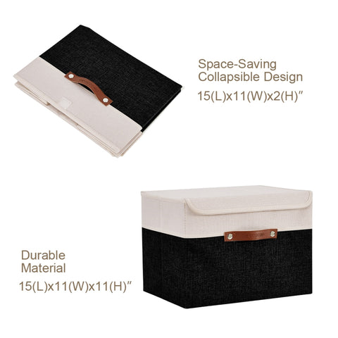 Fabric Storage Bins Stackable Storage Box with Lid (3-Pack) - Lidded Storage Bin