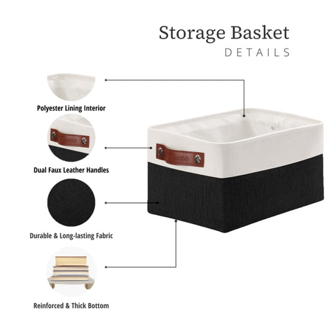 Fabric Storage Bins Collapsible Storage Baskets with Handles - Spacious Closet Organizers