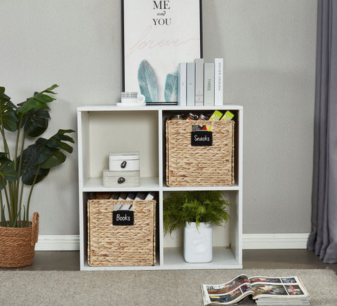 Natural Wicker Cube Storage Baskets - Set of 2