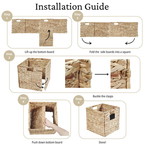 Natural Wicker Cube Storage Baskets - Set of 2