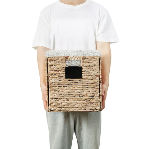 Natural Wicker Cube Storage Baskets - Set of 2