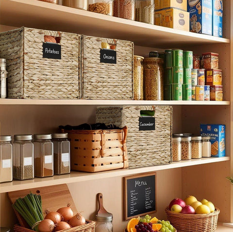 Natural Wicker Cube Storage Baskets - Set of 2