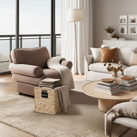 Natural Wicker Cube Storage Baskets - Set of 2