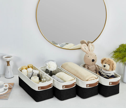 Small Fabric Storage Baskets | Bathroom Organizers | Underwear Organizer w/Handles