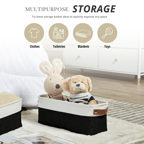 Small Fabric Storage Baskets | Bathroom Organizers | Underwear Organizer w/Handles