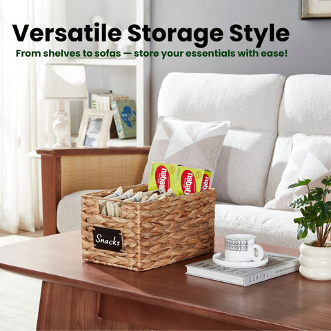 Water Hyacinth Decorative Basket for Home Decor - Multi-purpose Wicker Baskets