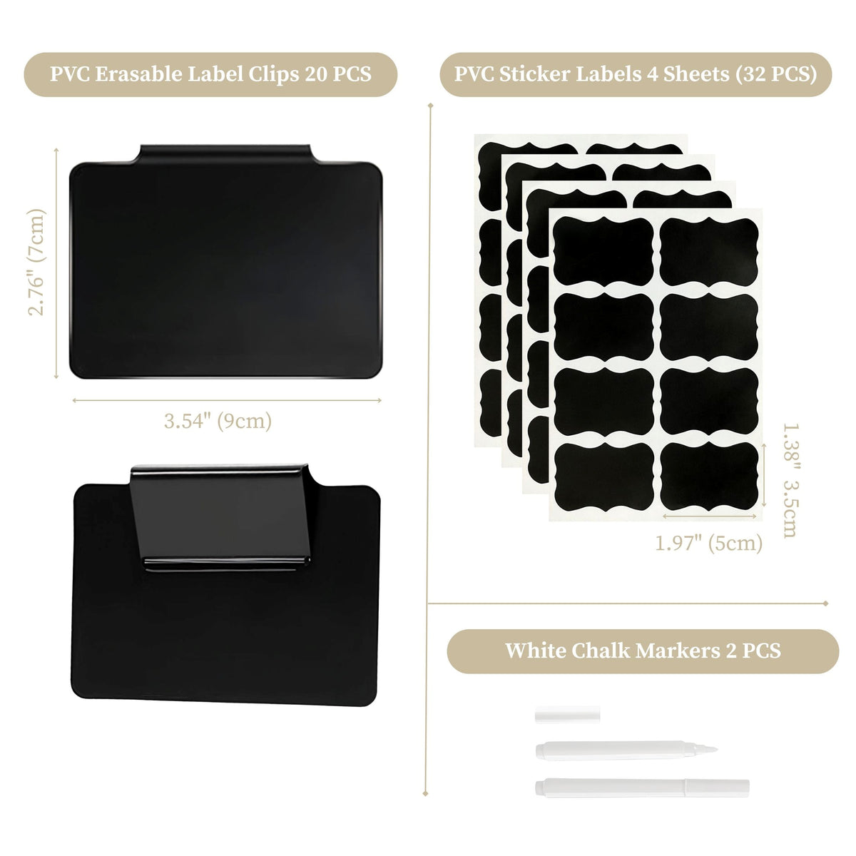 Reuseable Labels for Baskets and Containers - 20 Clip-on & 32 Sticker ...