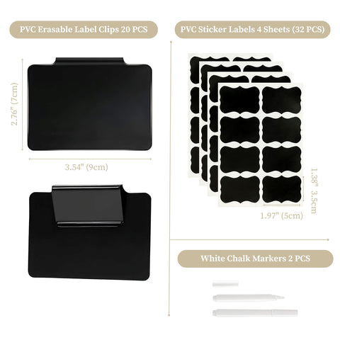 Reuseable Labels for Baskets and Containers - 20 Clip-on & 32 Sticker Labels