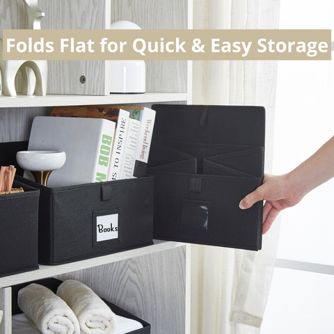 Closet Storage Bins, Trapezoid Linen Closet Organizers and Storage Baskets for Organization (Medium 6 - Pack, Grey)