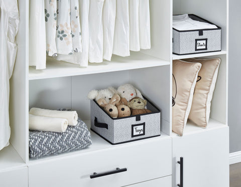 Closet Storage Bins, Trapezoid Linen Closet Organizers and Storage Baskets for Organization (Medium 6 - Pack, Grey)