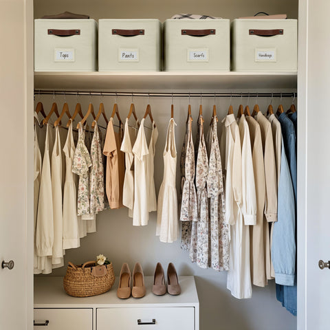 Foldable Storage Baskets for Shelves | Closet Storage Bins with Labels for Kids Toys, Bedroom, Laundry & Bathroom