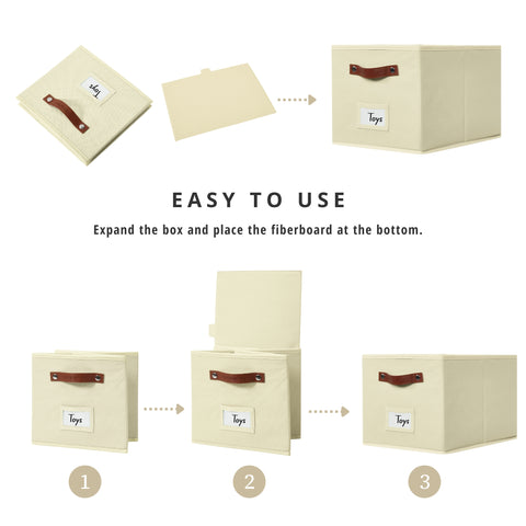 Foldable Storage Baskets for Shelves | Closet Storage Bins with Labels for Kids Toys, Bedroom, Laundry & Bathroom
