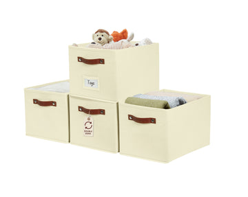 Foldable Storage Baskets for Shelves | Closet Storage Bins with Labels for Kids Toys, Bedroom, Laundry & Bathroom