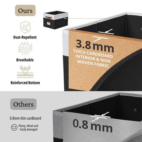 Foldable Storage Baskets for Shelves | Closet Storage Bins with Labels for Kids Toys, Bedroom, Laundry & Bathroom