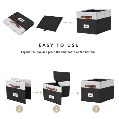 Foldable Storage Baskets for Shelves | Closet Storage Bins with Labels for Kids Toys, Bedroom, Laundry & Bathroom