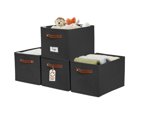 Foldable Storage Baskets for Shelves | Closet Storage Bins with Labels for Kids Toys, Bedroom, Laundry & Bathroom