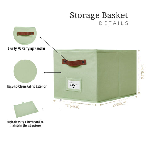 Foldable Storage Baskets for Shelves | Closet Storage Bins with Labels for Kids Toys, Bedroom, Laundry & Bathroom