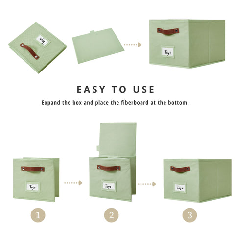 Foldable Storage Baskets for Shelves | Closet Storage Bins with Labels for Kids Toys, Bedroom, Laundry & Bathroom