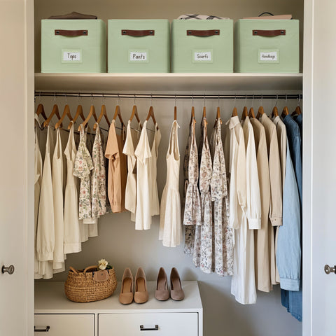 Foldable Storage Baskets for Shelves | Closet Storage Bins with Labels for Kids Toys, Bedroom, Laundry & Bathroom