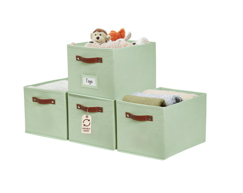 Foldable Storage Baskets for Shelves | Closet Storage Bins with Labels for Kids Toys, Bedroom, Laundry & Bathroom