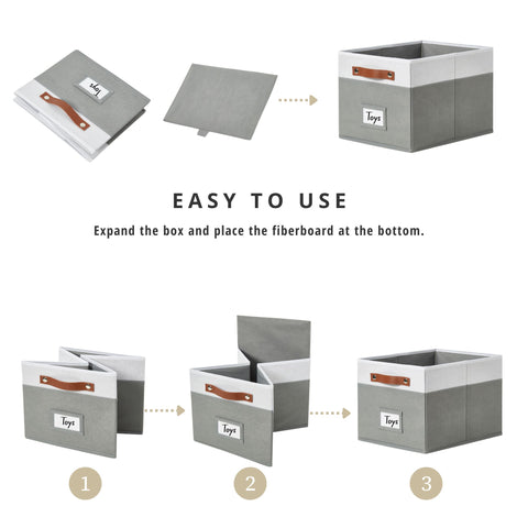 Foldable Storage Baskets for Shelves | Closet Storage Bins with Labels for Kids Toys, Bedroom, Laundry & Bathroom