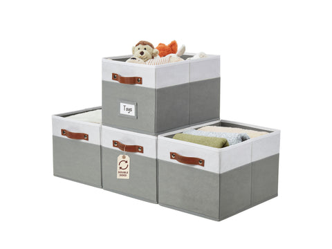 Foldable Storage Baskets for Shelves | Closet Storage Bins with Labels for Kids Toys, Bedroom, Laundry & Bathroom