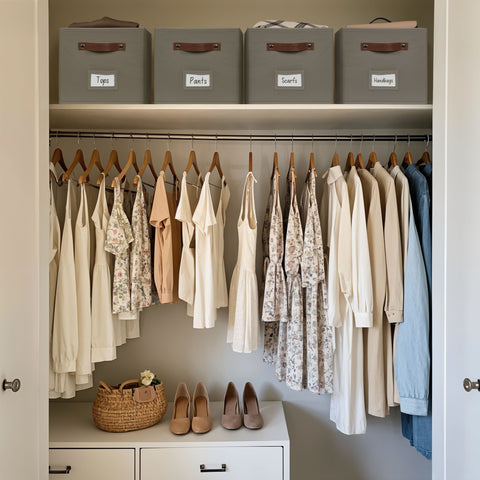 Foldable Storage Baskets for Shelves | Closet Storage Bins with Labels for Kids Toys, Bedroom, Laundry & Bathroom