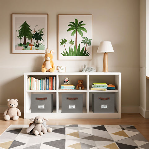 Foldable Storage Baskets for Shelves | Closet Storage Bins with Labels for Kids Toys, Bedroom, Laundry & Bathroom
