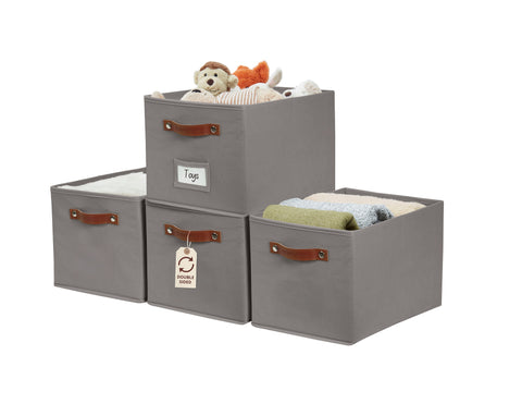 Foldable Storage Baskets for Shelves | Closet Storage Bins with Labels for Kids Toys, Bedroom, Laundry & Bathroom